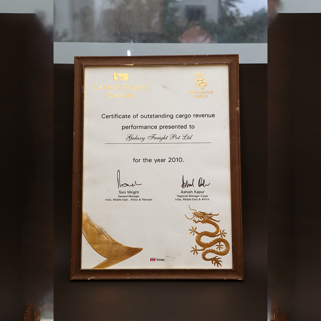 Logistics Certifications Certificate of Outstanding Cargo Revenue