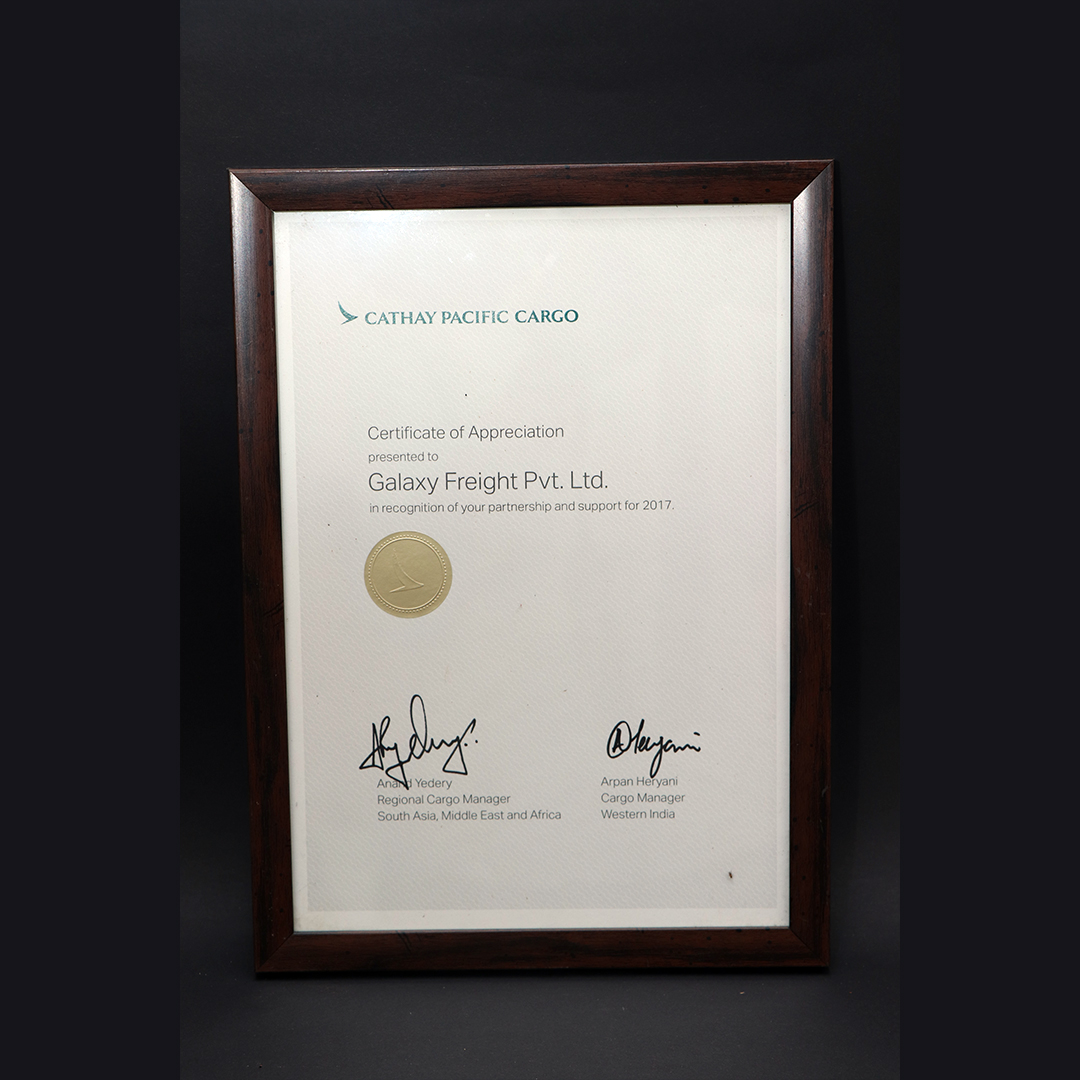 Logistics Certifications Certificate of Appreciation